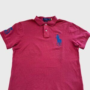 Polo Ralph Lauren Shirt Mens Medium Red Big Pony 3 Casual Preppy Custom Slim Fit